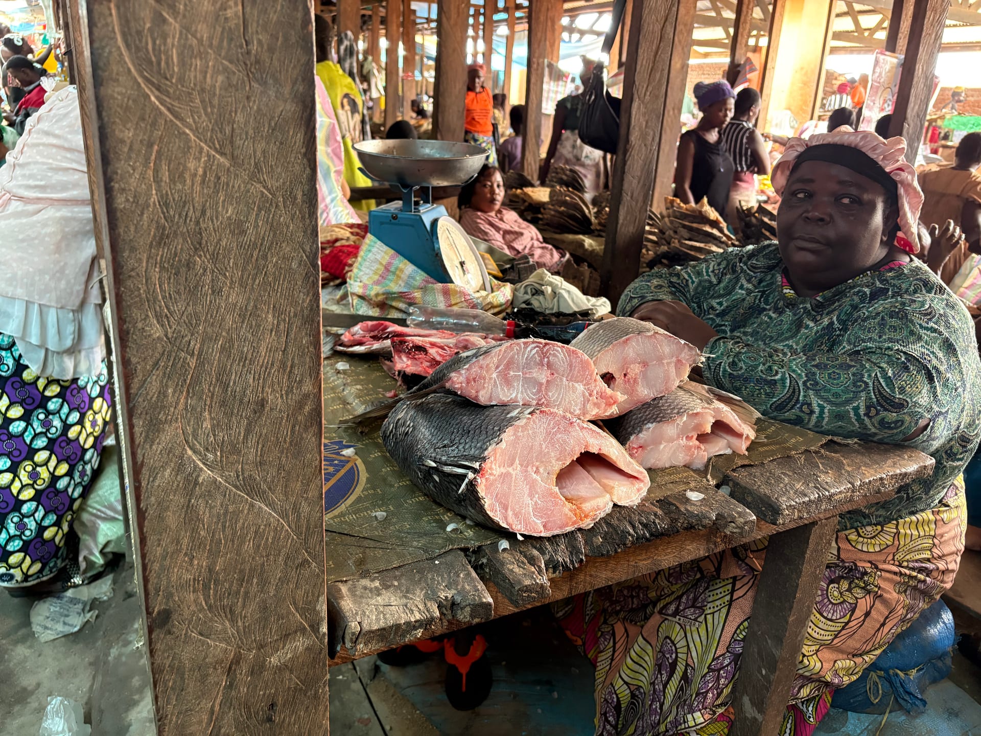 Open-air fish market in Bunia